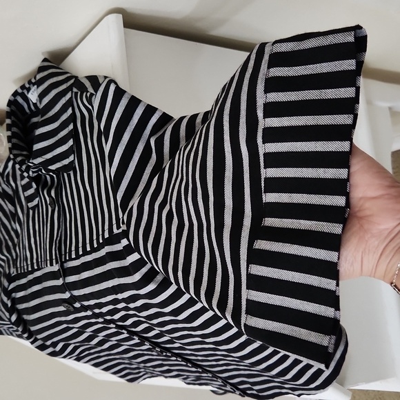 Frnch Paris Leane Coat Black Stripe Large Wide Sleeve Boxy Lagenlook - Picture 6 of 12